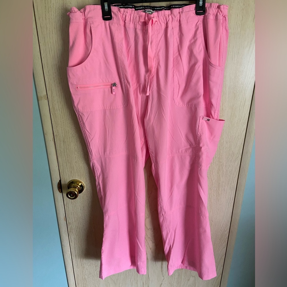 KOI Lite 721 Stretch Slim Straight Women's Peace Scrub Pant Peony Pink Sz 2X